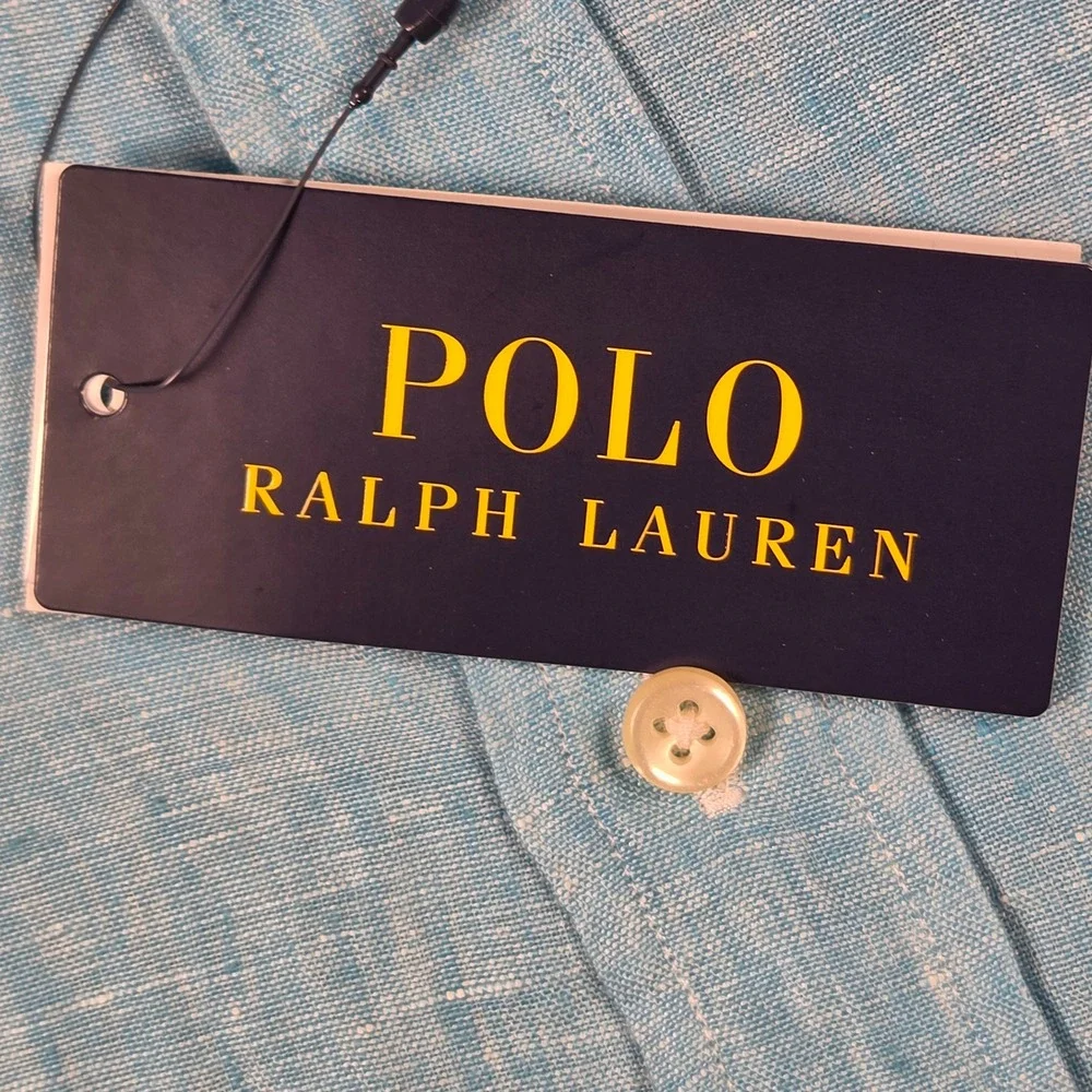 Polo Ralph Lauren Linen Button Down Shirt Mens Small Blue Classic Fit Preppy